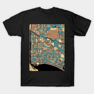 Long Beach Map Pattern in Mid Century Pastel T-Shirt